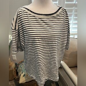 Jane and Delancey black and white striped top